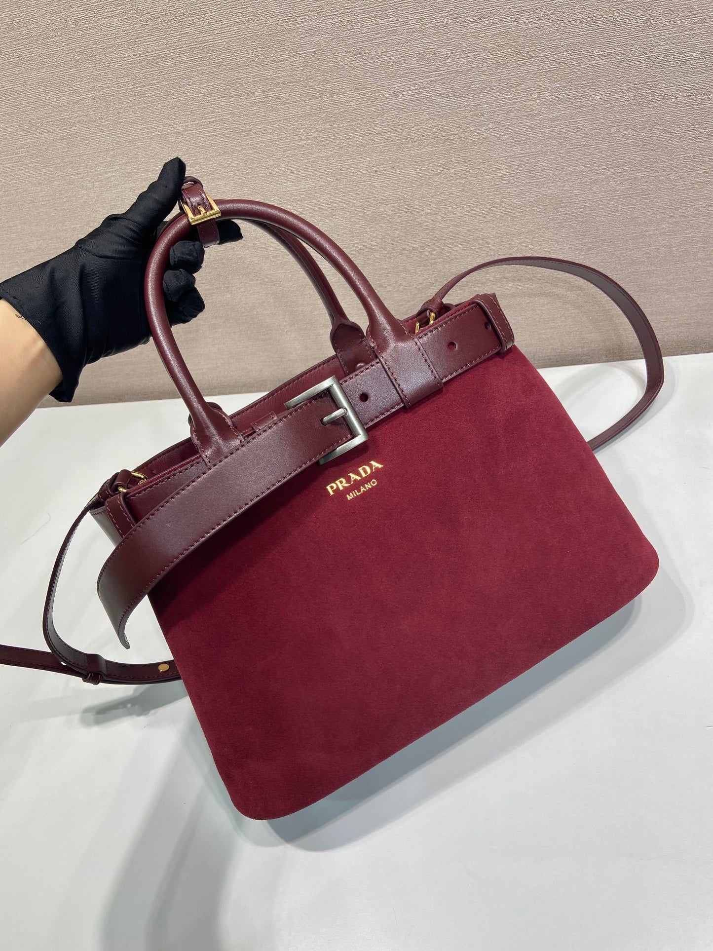 Prada Medium Buckle Tote Bag – Red Leather Luxury Tote