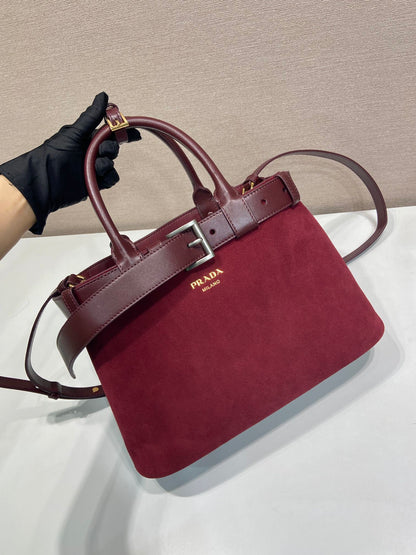 Prada Medium Buckle Tote Bag – Red Leather Luxury Tote