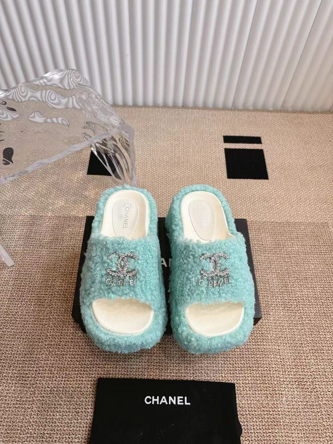 CHANEL 2025 Rhinestone Platform Slingback Sandals