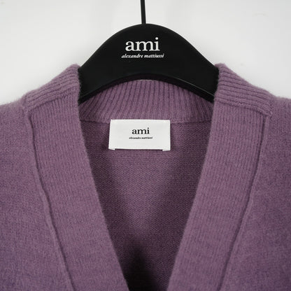 Ami Alpaca Wool White Heart Cardigan Unisex Loose Fit