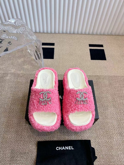 CHANEL 2025 Rhinestone Platform Slingback Sandals