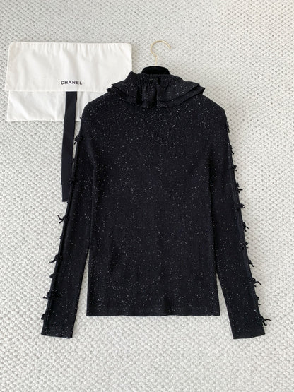 CHANE Silver Bow Knit Cardigan