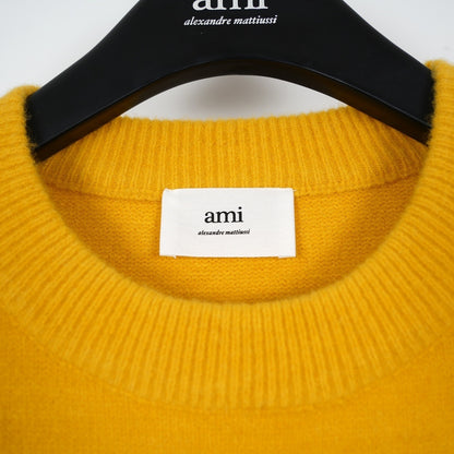 Ami Alpaca Wool White Heart Crewneck Sweater Unisex