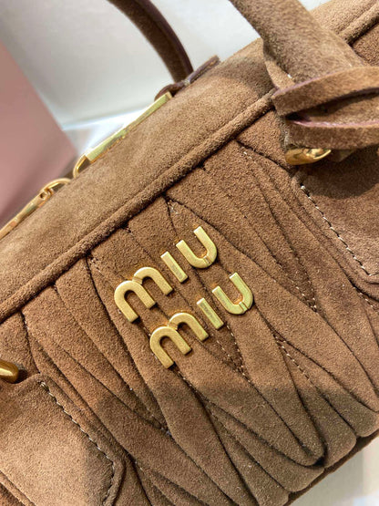 Miu Miu Arcadie Matelassé Suede Top Handle Bag