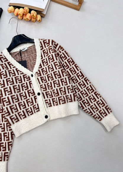 Kids Beige & White Classic Cotton Cardigan
