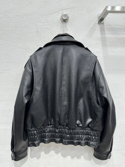 Early Spring Punk Bubble Leather Lambskin Motorcycle Jacket