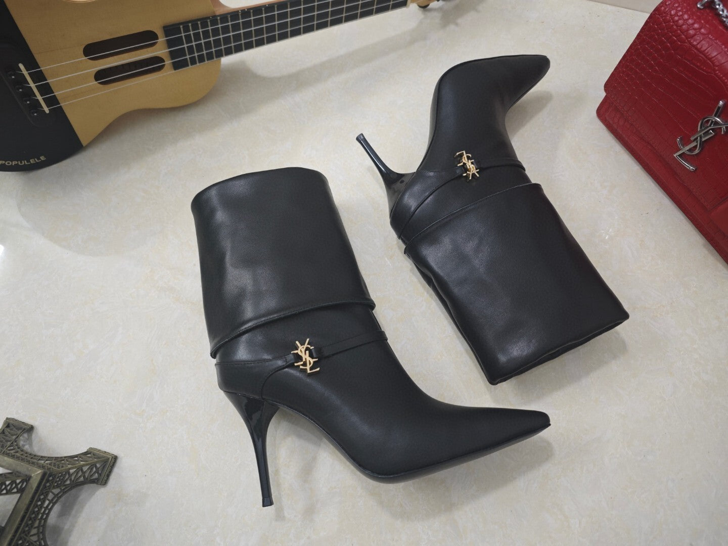 W144 Saint Laurent YSL High-Heeled Boots