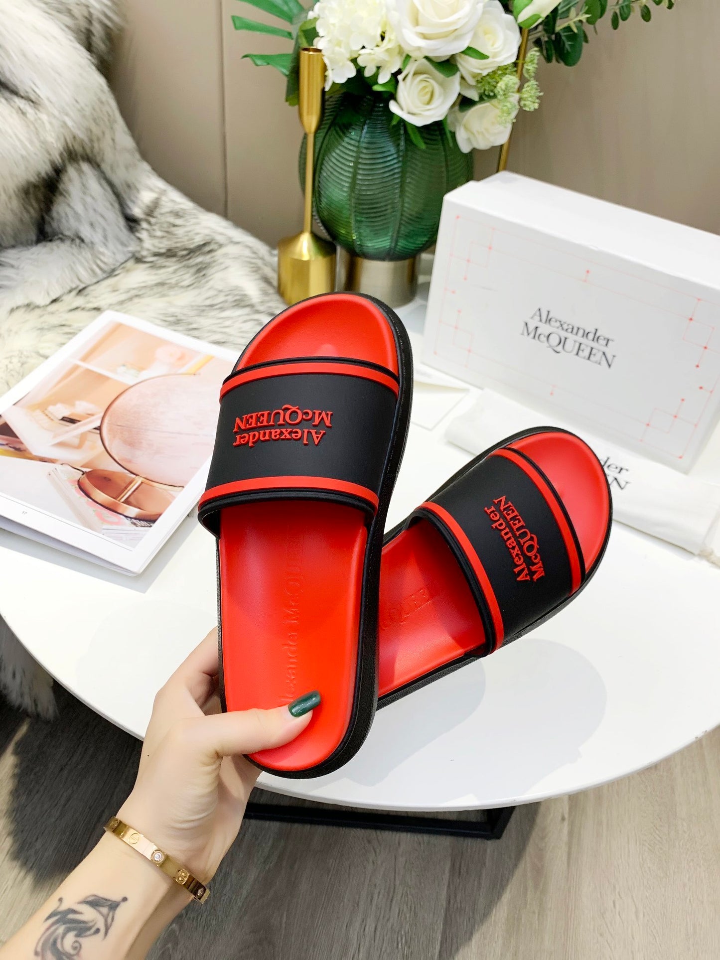 McQueen Classic Pattern Flat Slippers