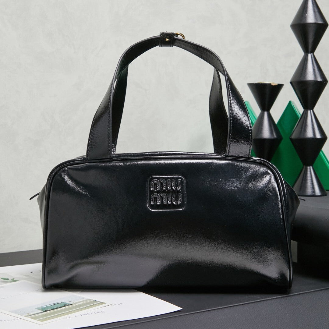 Women’s Black Leather Top-Handle Bag