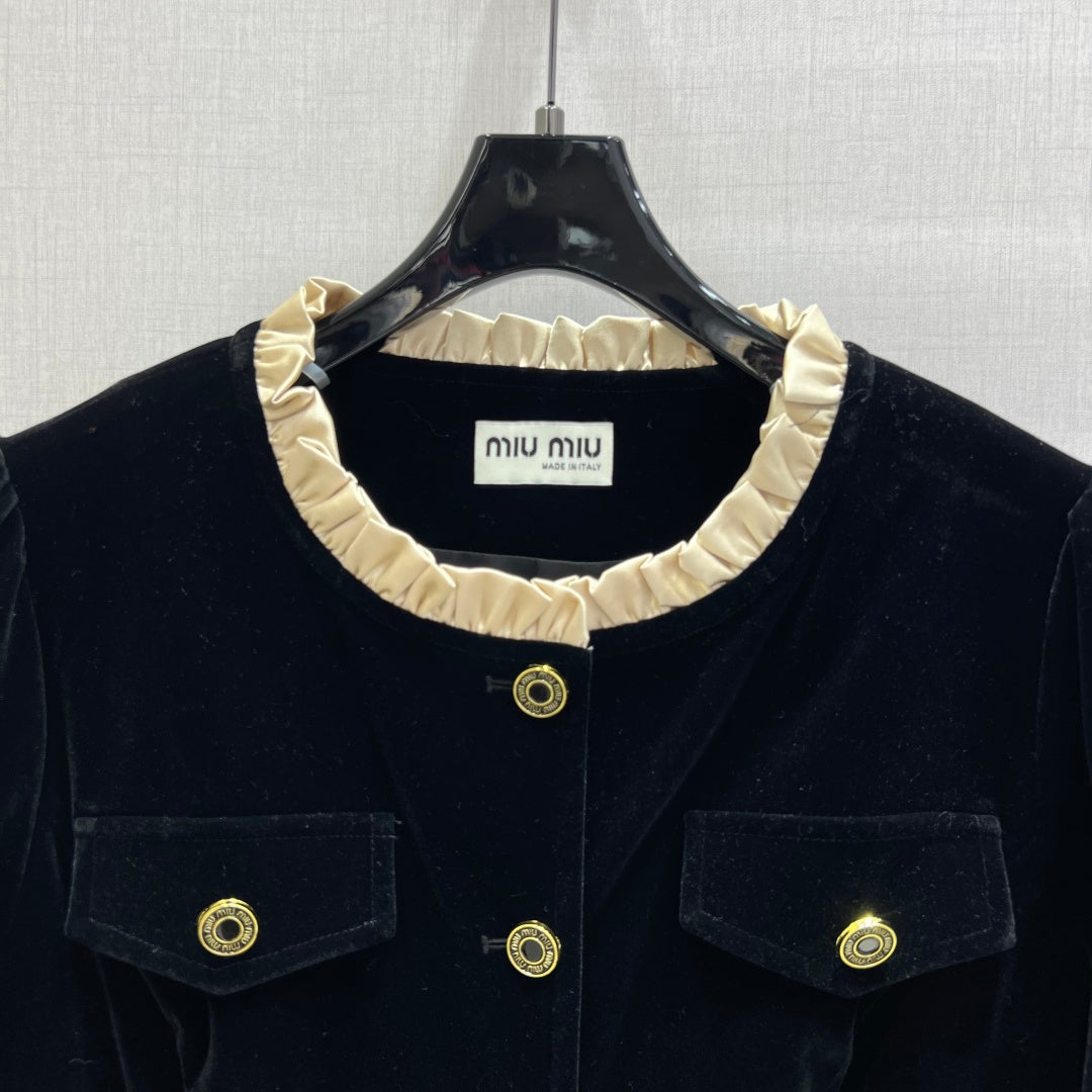 Feiinvan Velvet-Feel Long Sleeve Button-Up Dress