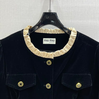 Feiinvan Velvet-Feel Long Sleeve Button-Up Dress