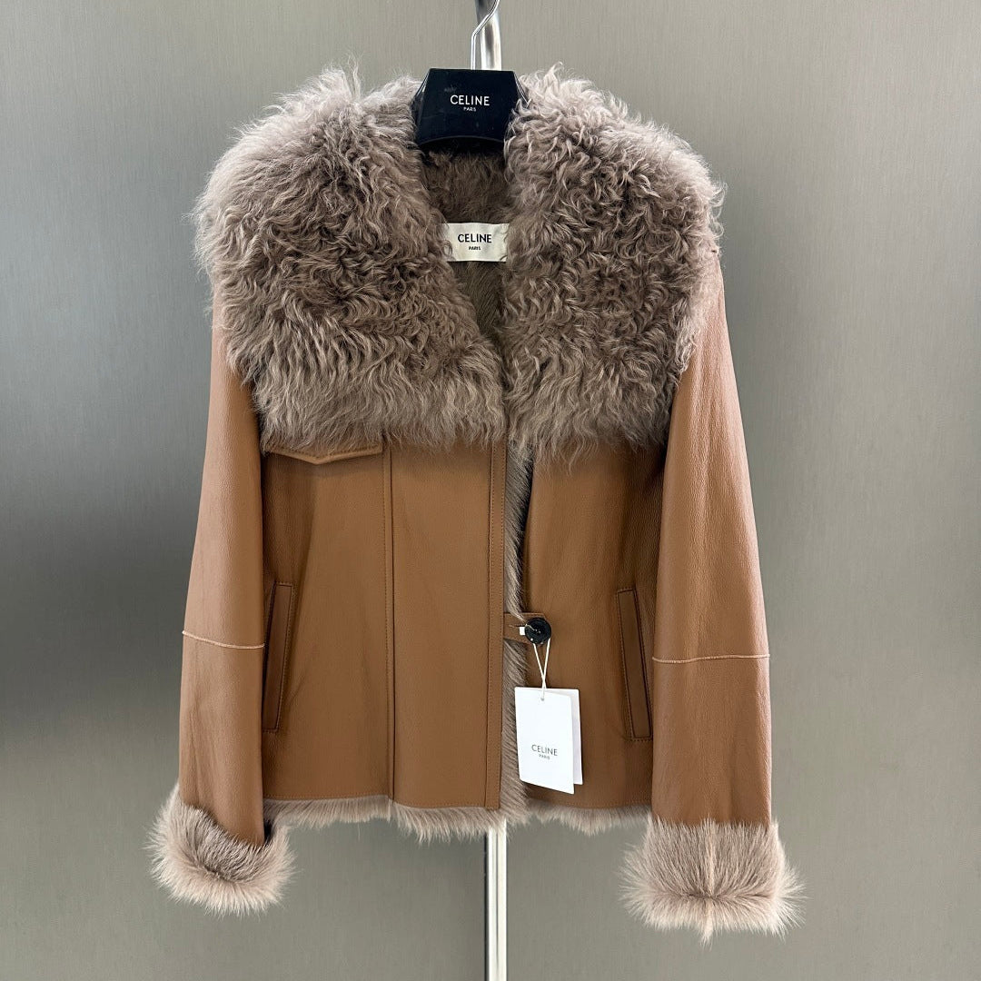 AW Shearling Fur Coat Imported Goat Shearling
