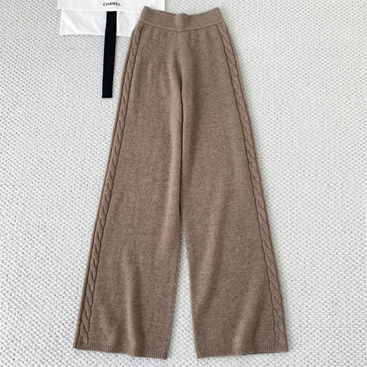 Camel Cable Knit Coarsehair Pants