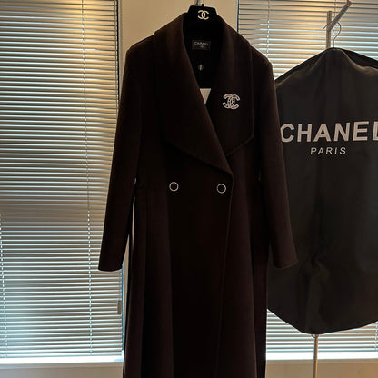 Chanel Dark Brown/Black Wool Double-Breasted Coat
