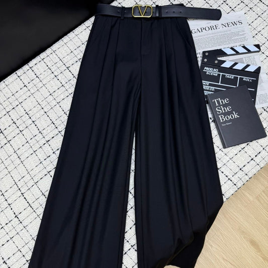 Classic Pleated Wool-Blend Casual Trousers