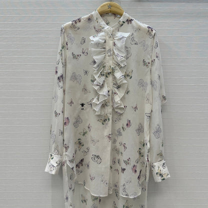Dior Butterfly Print Silk-Cotton Shirt Early Spring