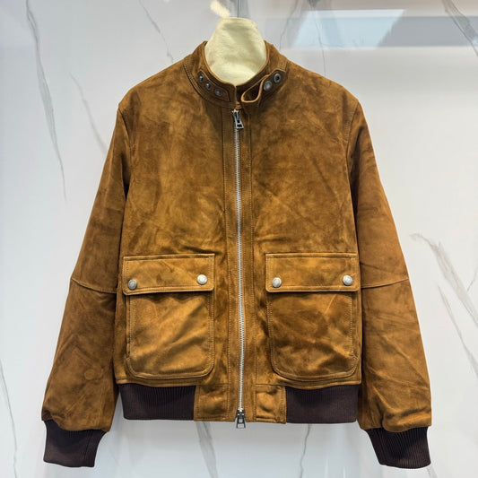 Early Spring Suede Lambskin Jacket Stand Collar