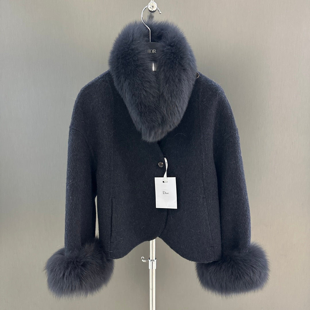 Elegant Fox Fur Coat with Matching Scarf