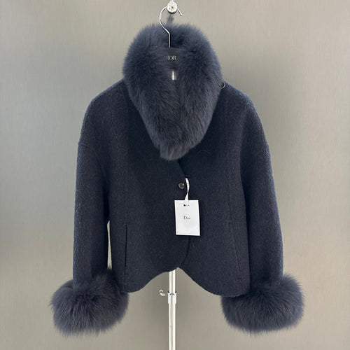 Elegant Fox Fur Coat with Matching Scarf