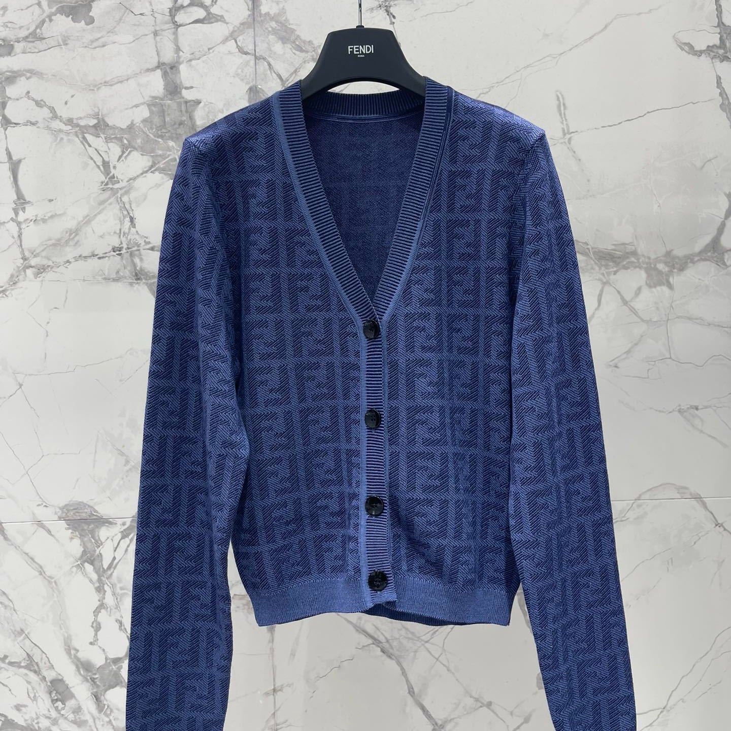 Fendi Embroidered Stretch Linen Blend Cardigan