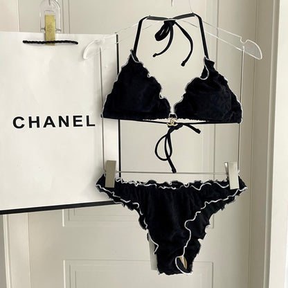 Flattering One-Piece Bikini Subtle Pattern Slimming