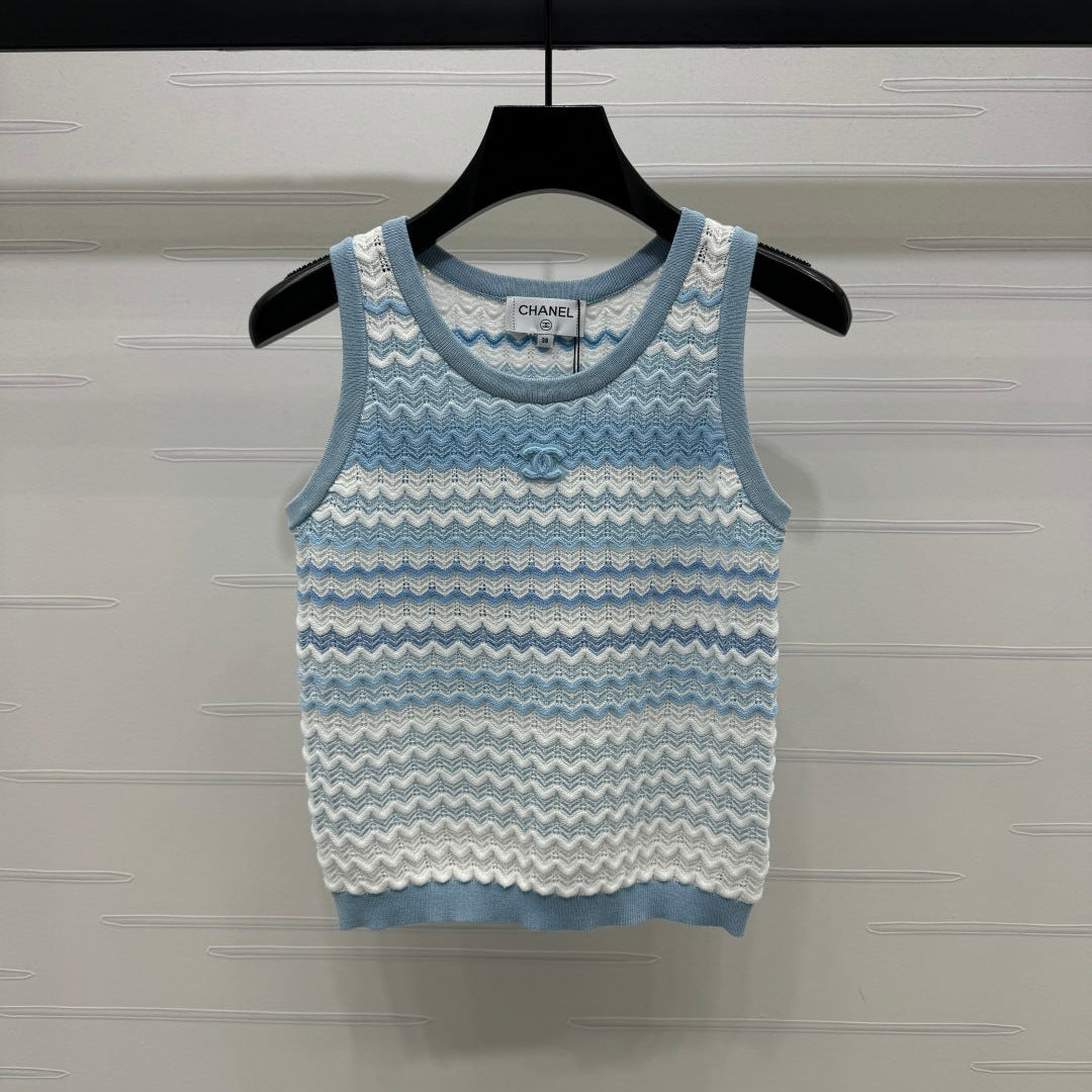 CC 25 Tank Top Baby Blue mix White Polyester 233563