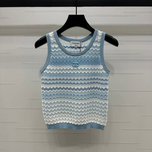 CC 25 Tank Top Baby Blue mix White Polyester 233563