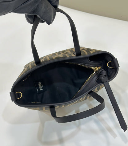 Mini Roll Bag 15 Black Mix Brown Ff Jacquard Fabric