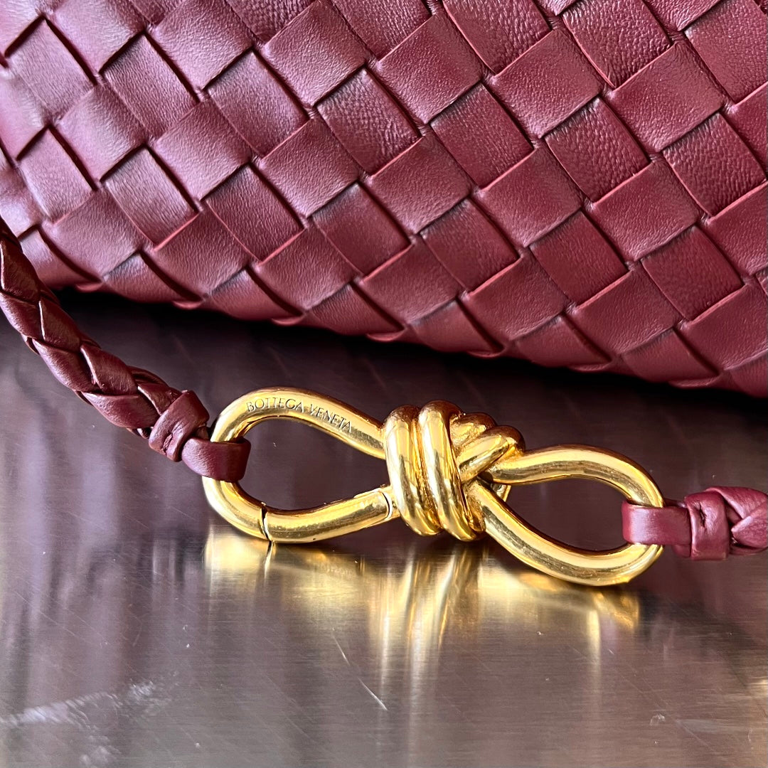 BV Small Andiamo 25cm Dark Red Lambskin