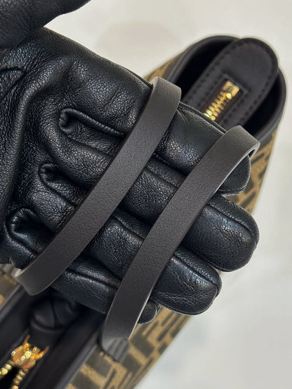 Mini Roll Bag 15 Black Mix Brown Ff Jacquard Fabric