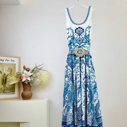 Jersey Tank Maxi Dress with Contrast Skirt