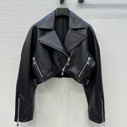 Ultra-Short 100% Lambskin Moto Jacket