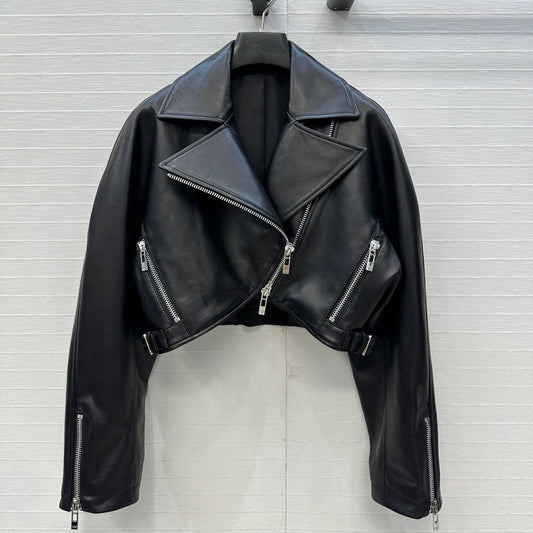 Ultra-Short 100% Lambskin Moto Jacket