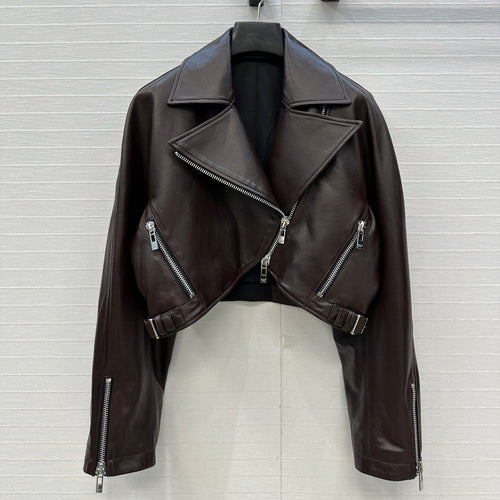 Ultra-Short 100% Lambskin Motorcycle Jacket