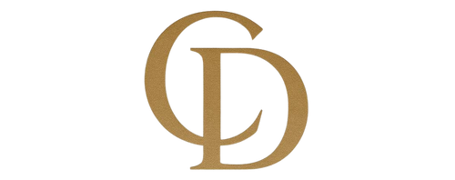 Gold logo on a white background