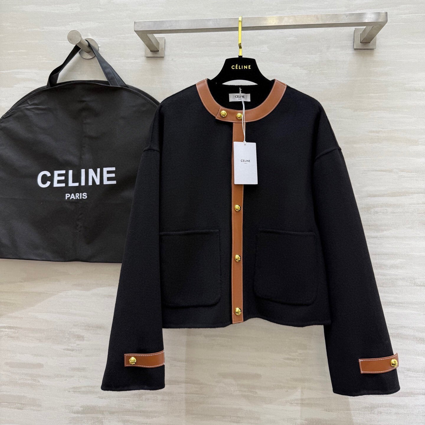 Winter Gold-Button Arc de Triomphe Wool Coat