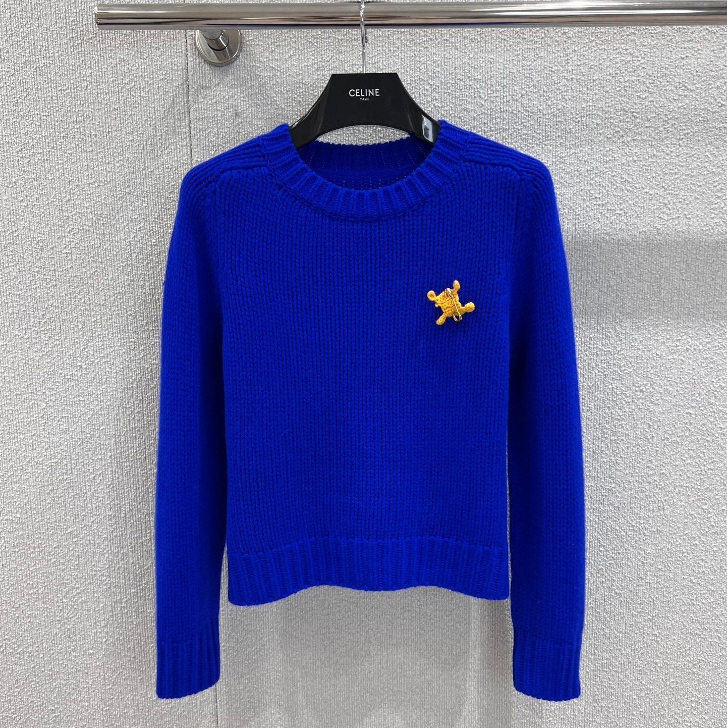 Winter Klein Blue Safety Pin Knit Sweater Soft Cloud