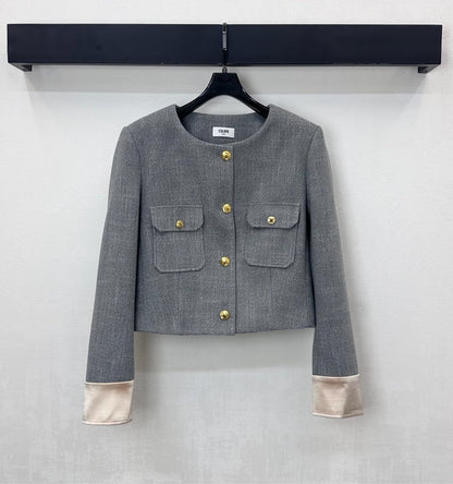 Winter Wool Dress Jacket & Skirt Set Round Neck