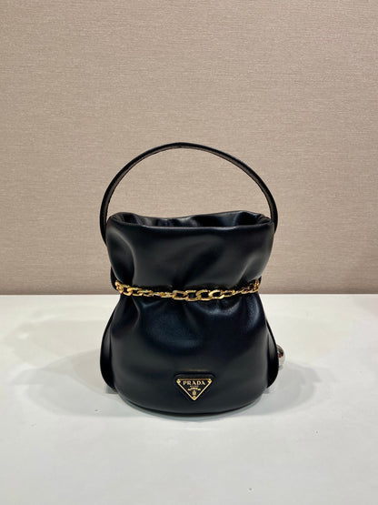 Prada Petit Sac Noir Nappa Leather Mini Bucket Bag