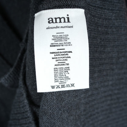AMI Wool Black Heart V-Neck Knit Cardigan Unisex Loose Fit