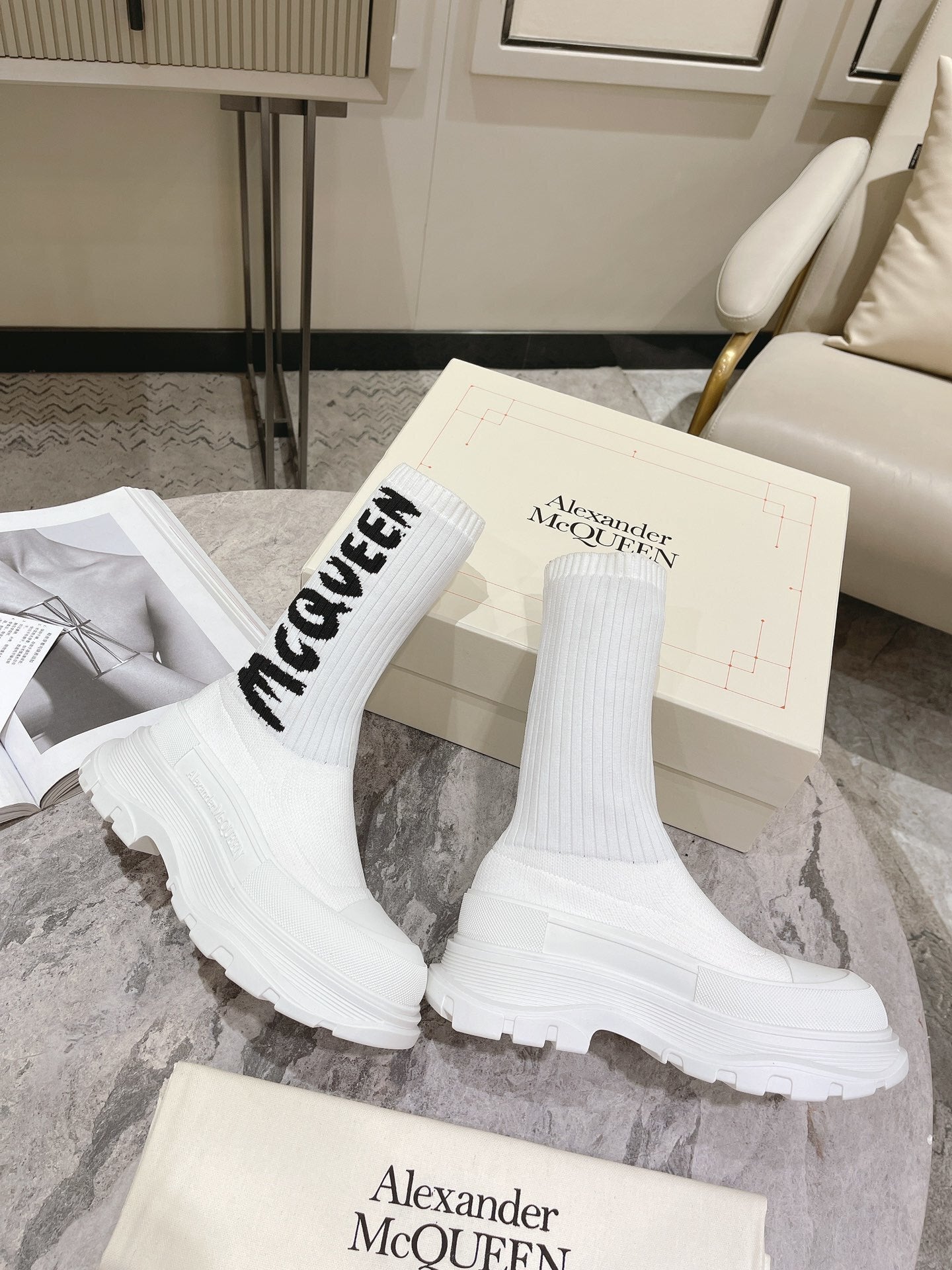 McQueen Graffiti Tread Slick Boots