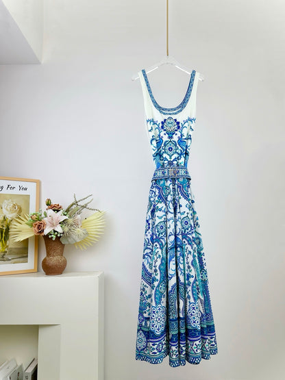 Jersey Tank Maxi Dress with Contrast Skirt