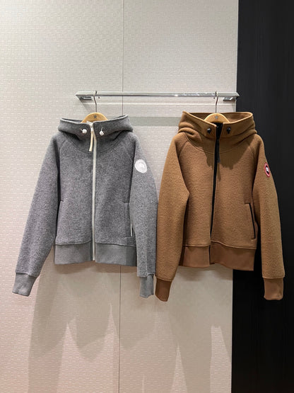 Winter Goose Wool Hooded Jacket Classic Logo