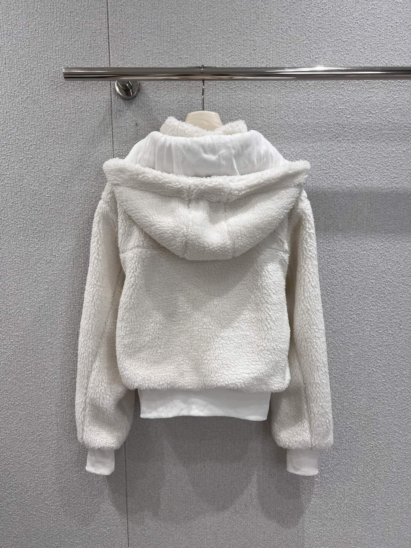 Short Hooded Lambswool Jacket Cozy Cloud Soft