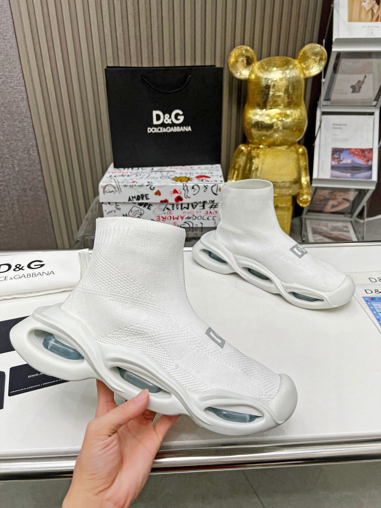 Dolce & Gabbana Wave Series Couple’s Knit Sock Sneakers