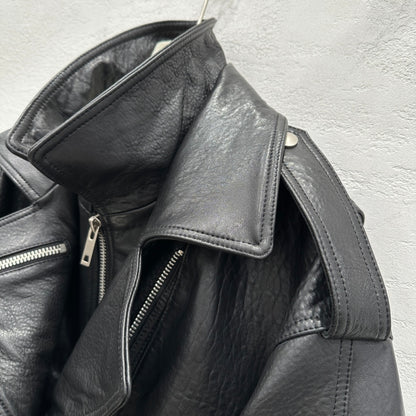 Early Spring Punk Bubble Leather Lambskin Motorcycle Jacket