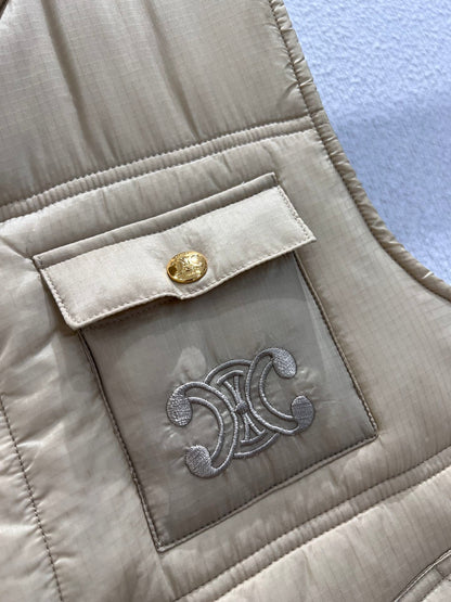 Triumphal Arch Embroidered Cotton Vest Stand Collar