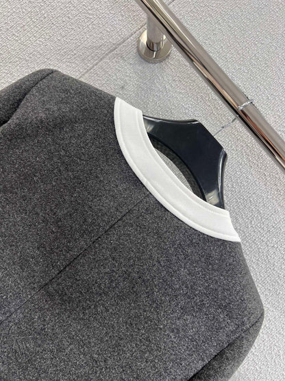 French Heiress Color-Blocked Jacket Wool & Leather