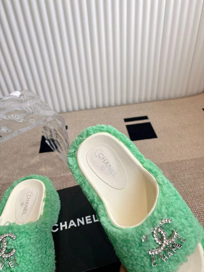 CHANEL 2025 Rhinestone Platform Slingback Sandals