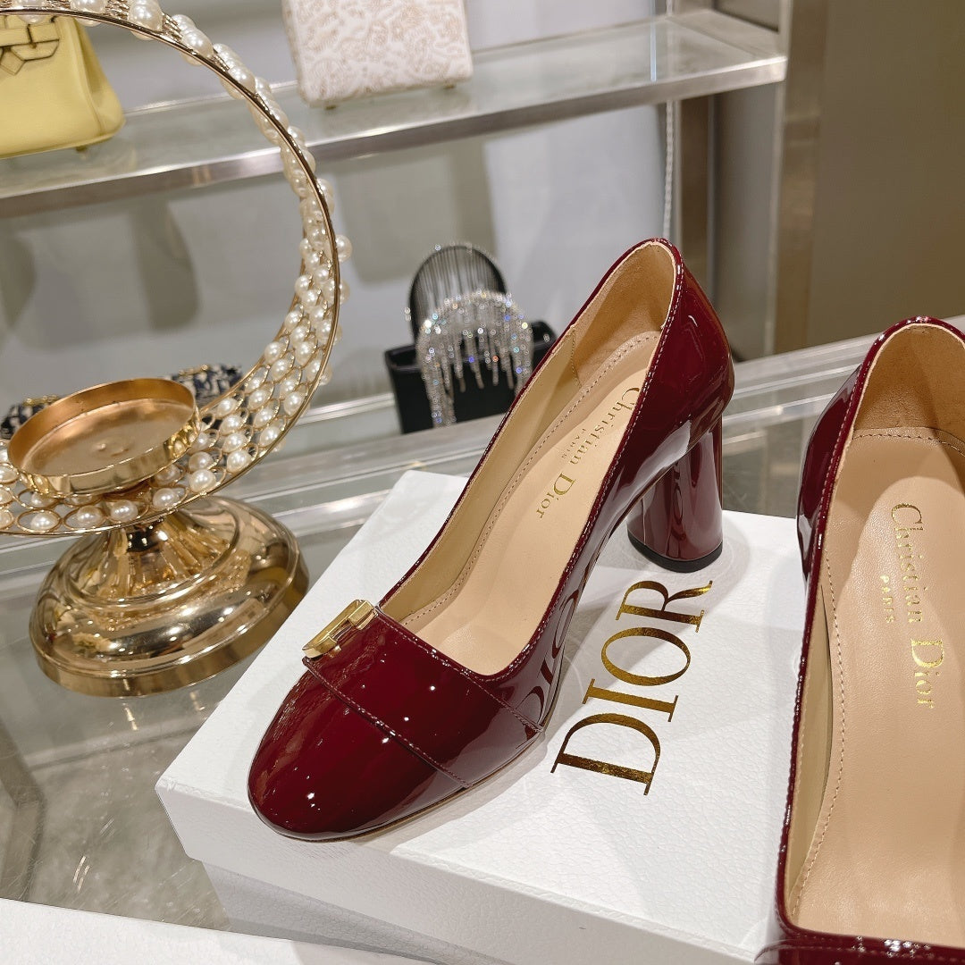 Dior W184 D2023 Women's Chunky Heel Square Toe Shoes